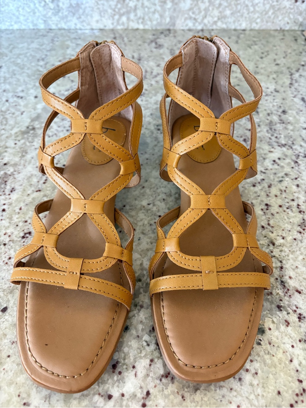 boc Tan Strappy Cage Gladiator Sandals